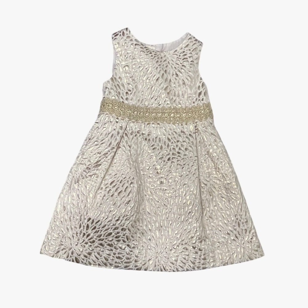 Lilly Pulitzer Girls' Mini Clare Dress Gold Metallic Full Bloom Brocade Size 4